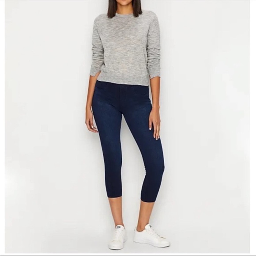 SPANX Jeanish Pull On Dark Blue Wash Cropped Ankle Skinny Jeans Small